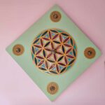 tableau énergétique fleur de vie orgonite alveole des mineraux