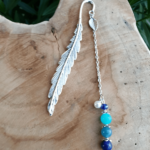 marque page trio bleu lapis lazuli, agate mousse et amazonite