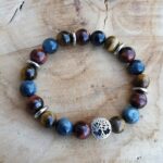 Bracelet arbre de vie en œil de tigre, œil de taureau et œil de faucon - L'alvéole des minéraux