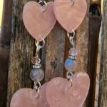 Boucles d'oreilles coeur labradorite et grenat -L'alvéole des minéraux