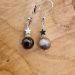 Boucles d'oreilles obsidienne étoile