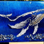 Tableau énergétique baleine des profondeurs 50x20 cm création vibratoire unique