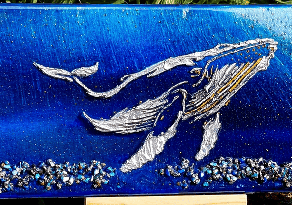 Tableau énergétique Baleine des Profondeurs – Mémoire des Eaux – 50 x 20 cm