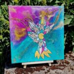 tableau énergétique colibri sacré 30x30 toile couleurs vibrantes mandala